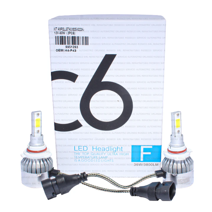 KIT AMPOLLETAS LED 9005 HB3 6000K-12V-30W 2PCS 1
