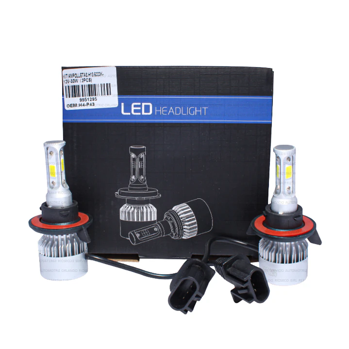 KIT AMPOLLETAS LED H13 9008 6000K 12V 30W 2PCS 4