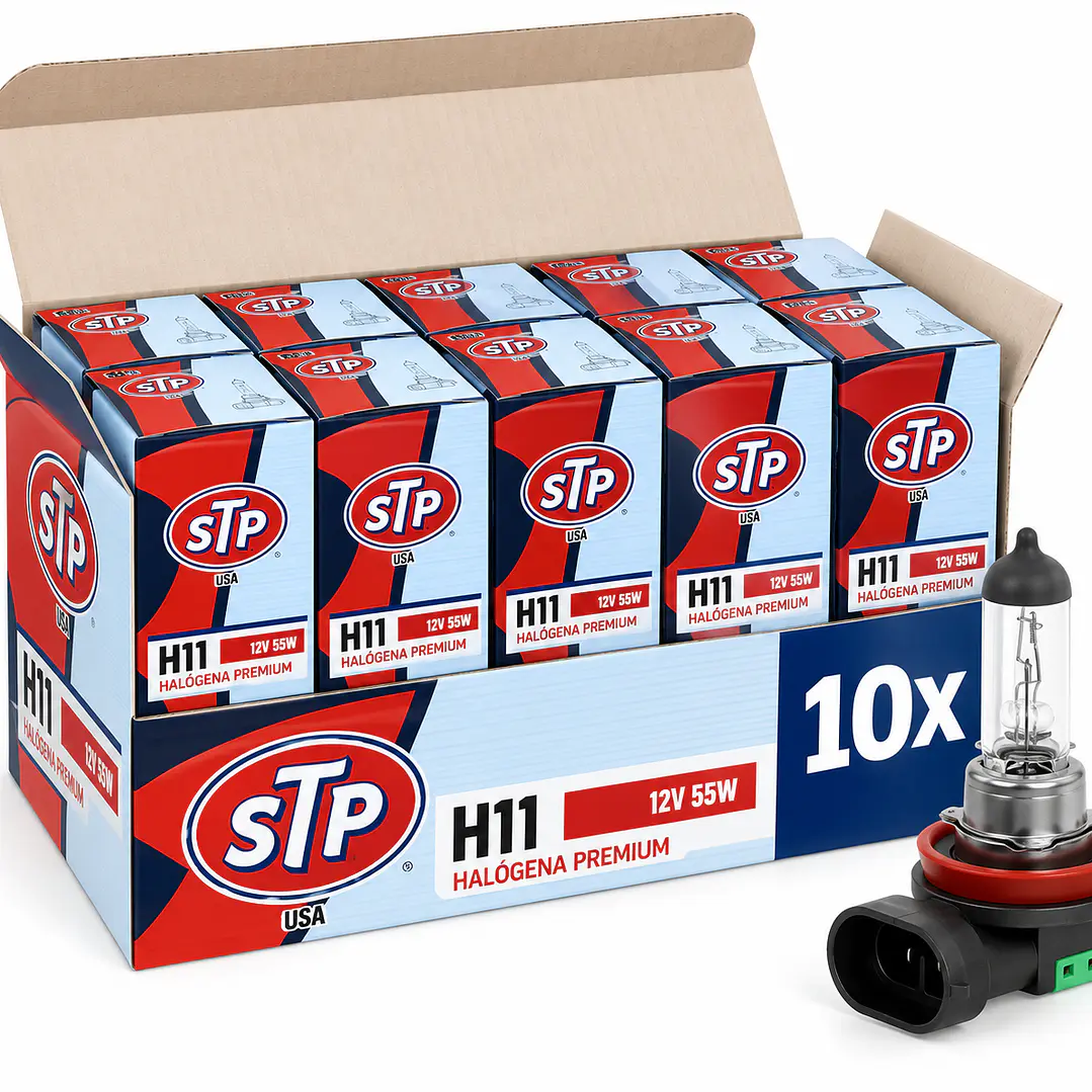 PACK 10 AMPOLLETAS HALOGENA H11 12V 55W BASE PGJ19-2 1