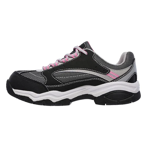 ZAPATILLA DE SEGURIDAD SCKECHRS BISCOE NEGRO/ROSADO MUJER