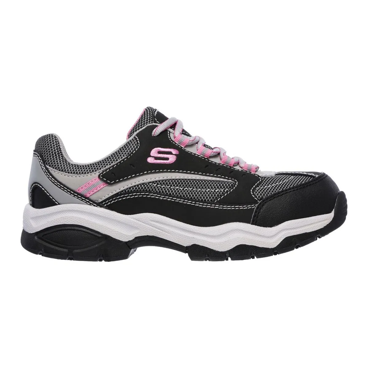 ZAPATILLA DE SEGURIDAD SCKECHRS BISCOE NEGRO/ROSADO MUJER 2