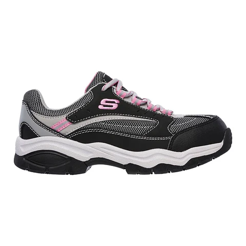 ZAPATILLA DE SEGURIDAD SCKECHRS BISCOE NEGRO/ROSADO MUJER