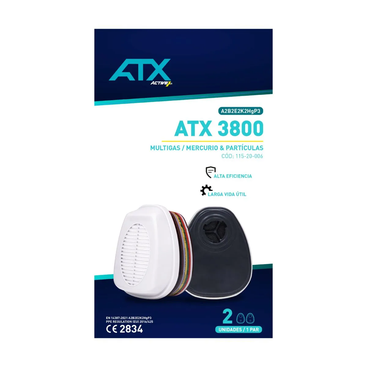 Filtro Activex ATX 3800 Multigas clase 2 A2B2E2K2HgP3 3
