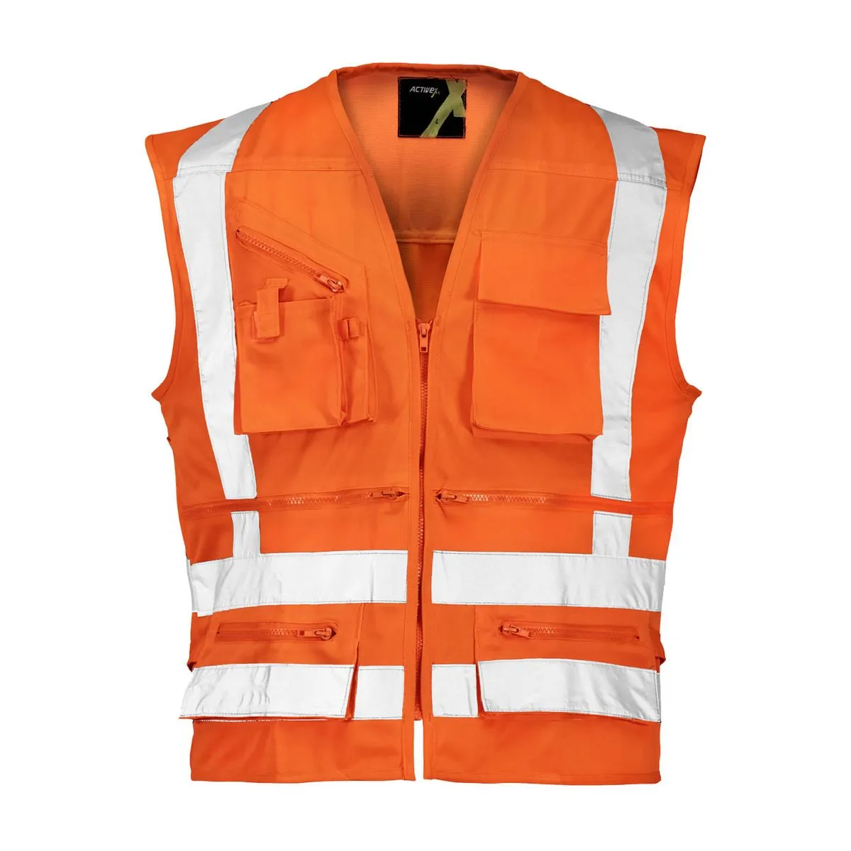 Chaleco Geólogo Cinta 360° Naranjo Fluor 1