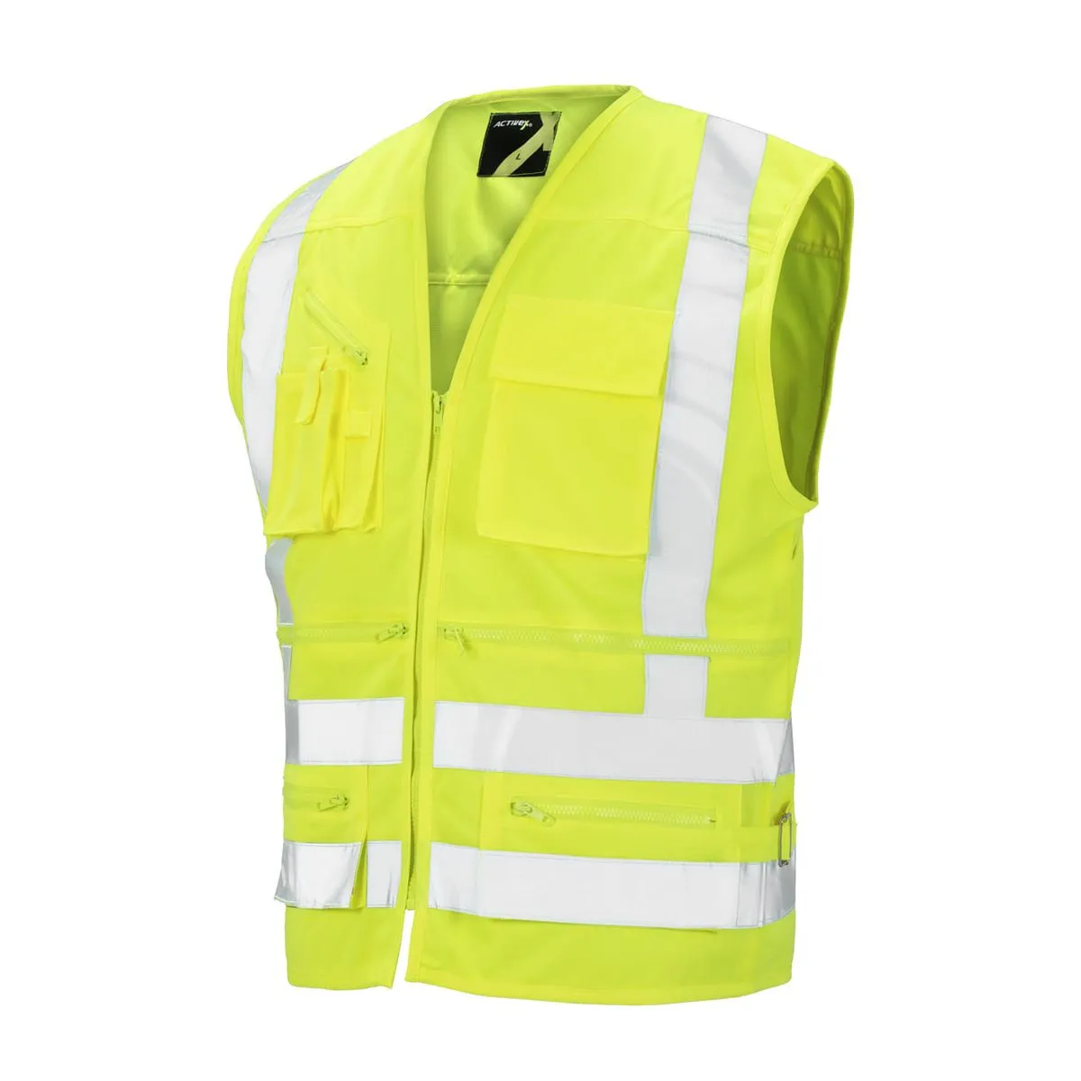 Chaleco Geólogo Cinta 360° Verde Fluor 3