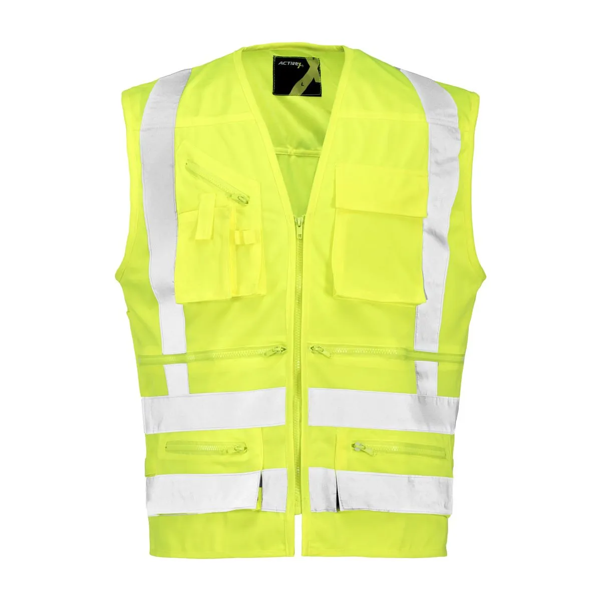Chaleco Geólogo Cinta 360° Verde Fluor 1