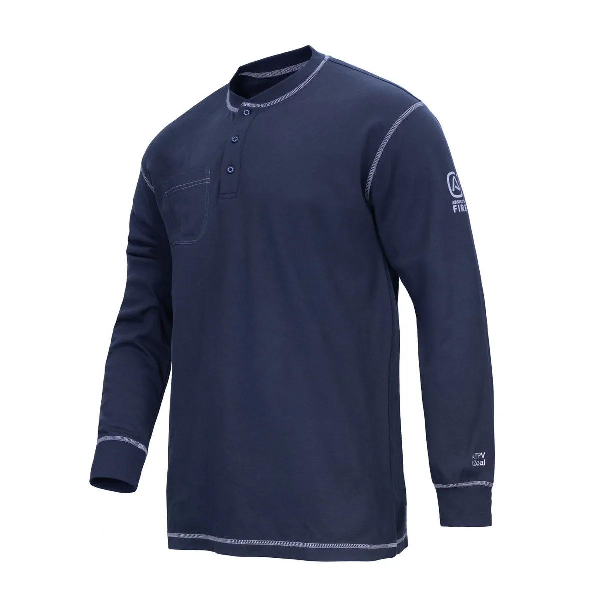 Polera Ignífuga Henley FRHST NFPA Azul Absolute Fire 3