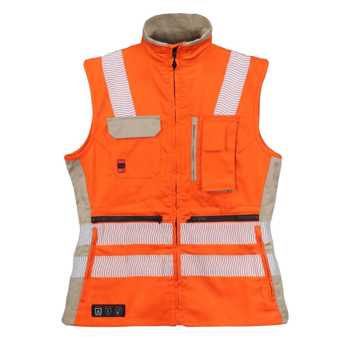 Chaleco Geologo Ignifugo Absolute Fire FRSVT NFPA 13034 Mujer Naranjo – Beige 1