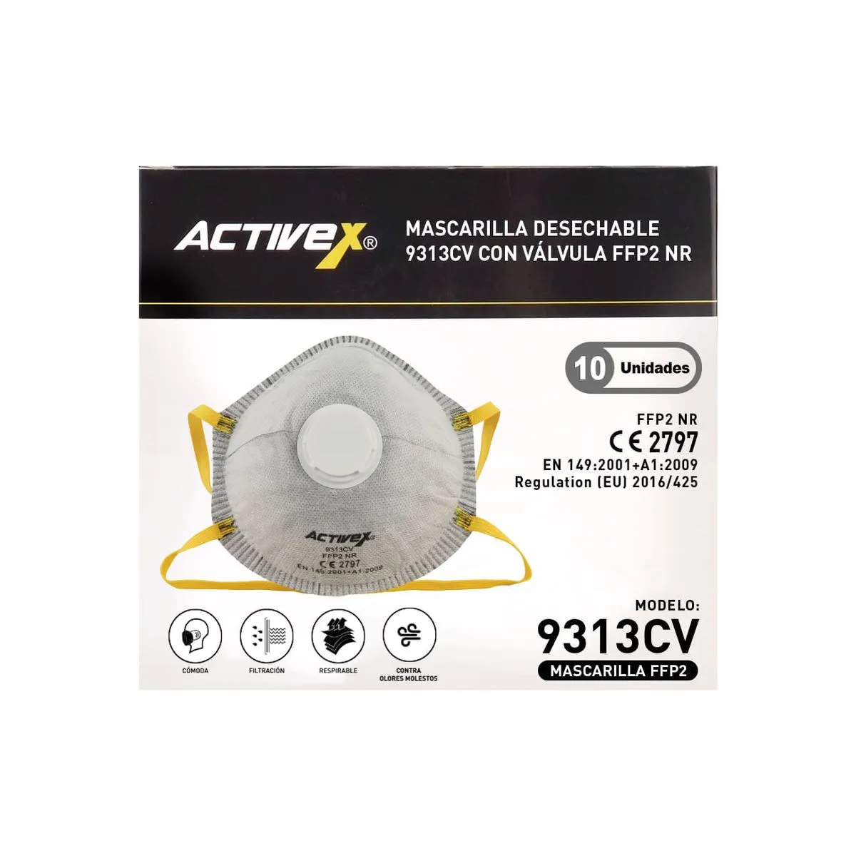 Mascarilla Con Válvula FFP2 Nr Alivio De Olores (Caja 10 Un) 2