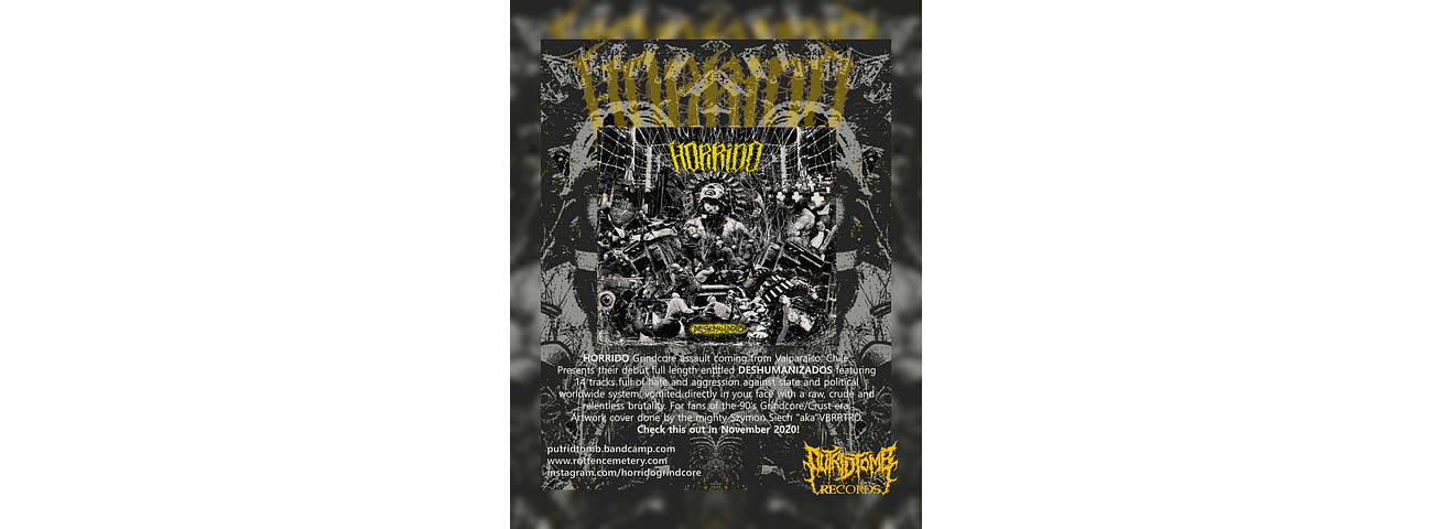 HORRIDO the Aggressive Grindcore new promise from Chile, joins Putrid Tomb Records