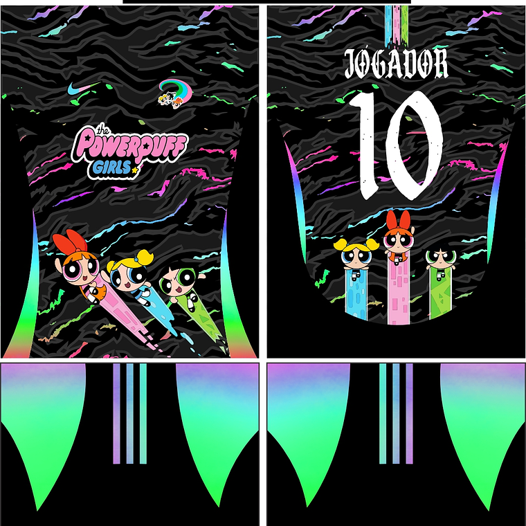 Arte Vetor Camisa Interclasse Meninas superpoderosas black Mod-684 1