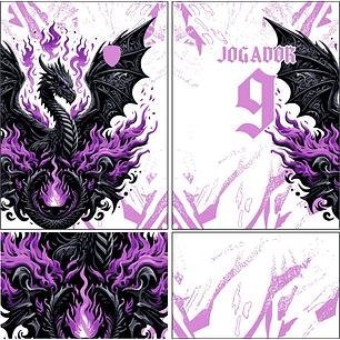 Arte Vetor Camisa Interclasse Dragao Preto com rosa Mod-605