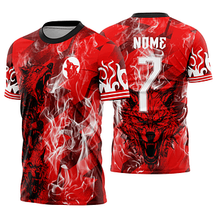 Arte Vetor Camisa Interclasse cabeças lobos Mod-842