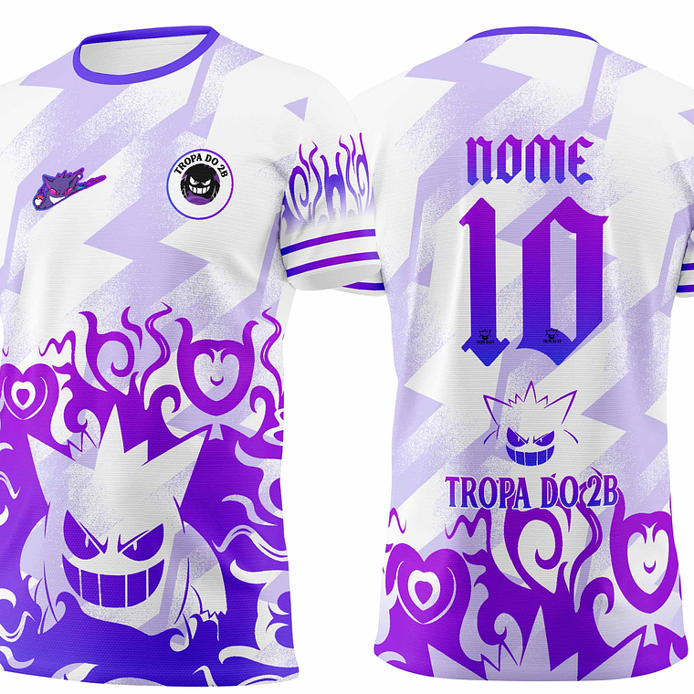 Arte Vetor Camisa Interclasse Gengar branco Mod-228 1