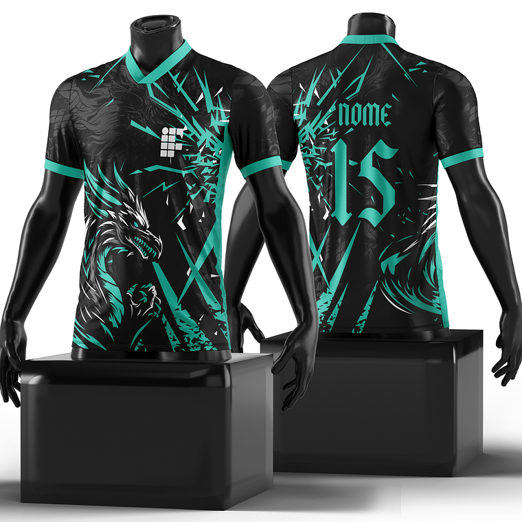 Arte Vetor Camisa Dragão Dourado Geometric Mod-202 1