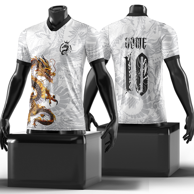 Arte Vetor Camisa interclasse Dragão chinês dourado fucanglong Mod-176 1