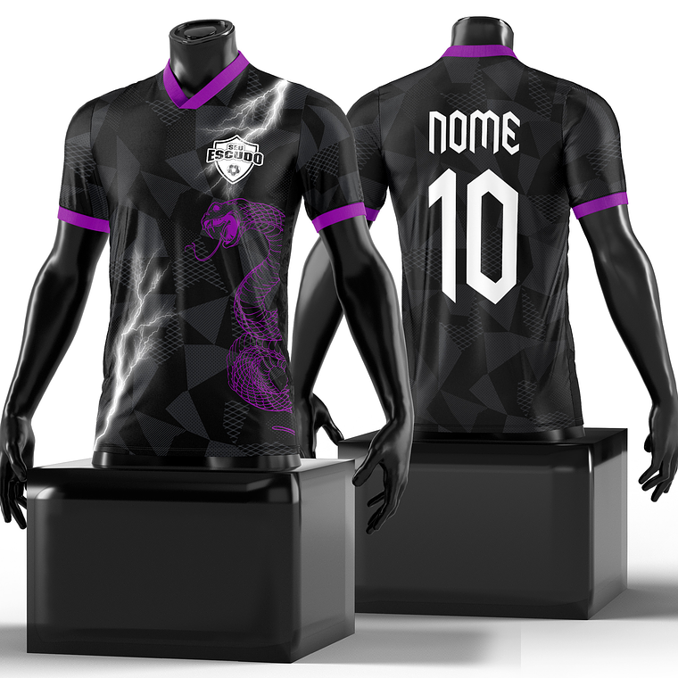 Arte Vetor Camisa InterClasse Raios com Serpente cobra roxa Mod-140 1