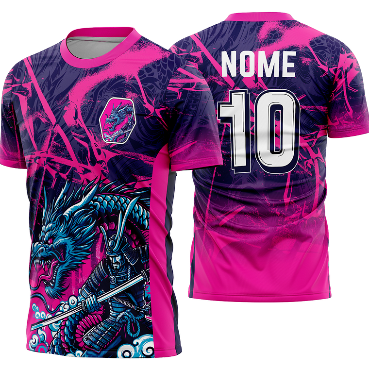 Arte Vetor Camisa Interclasse Dragão samurai Mod-860 1