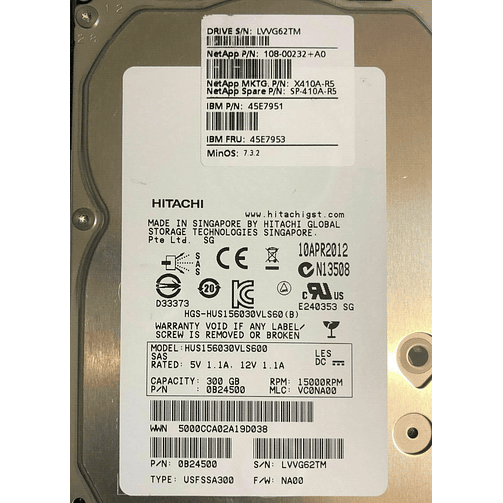 HDD HITACHI 300GB HN-300G15-SAS-VC-NA 1