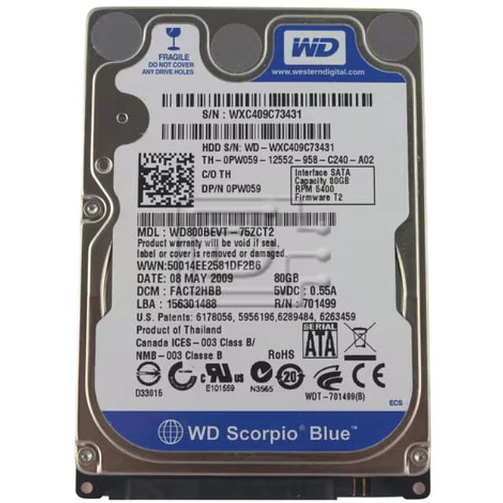 Western Digital 80GB Sata HDD 2,5