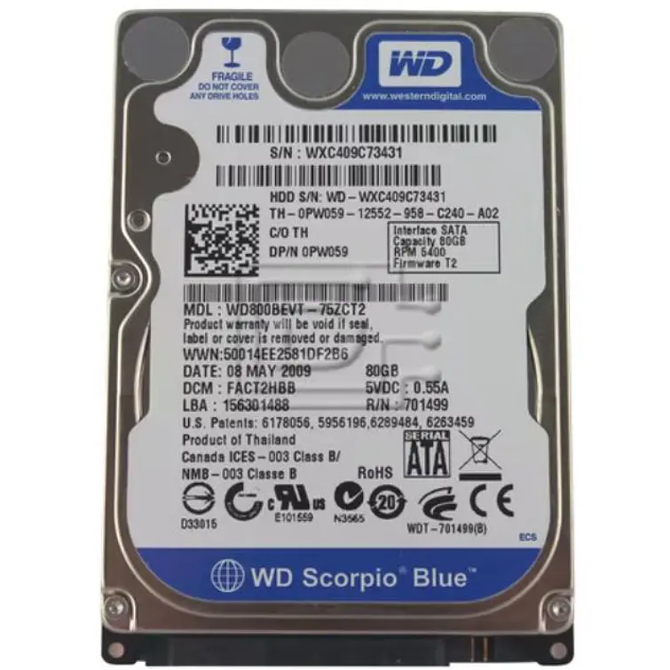 Western Digital 80GB Sata HDD 2,5