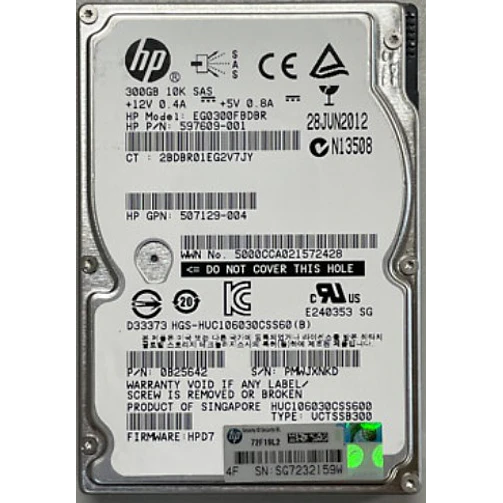 HP 300GB 10K SAS P/N 597609-001 1