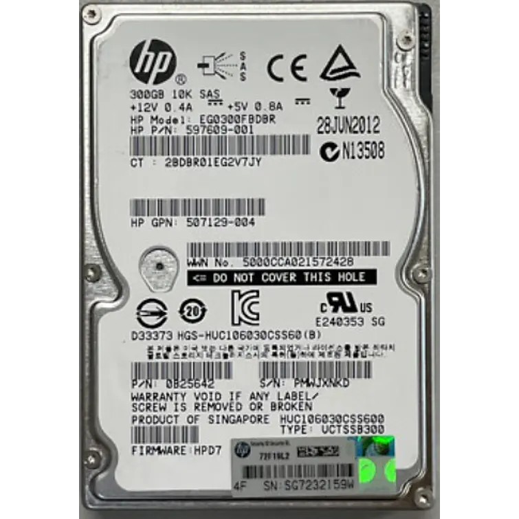 HP 300GB 10K SAS P/N 597609-001 1