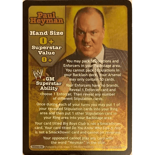 Paul Heyman Superstar Card - SS3 2