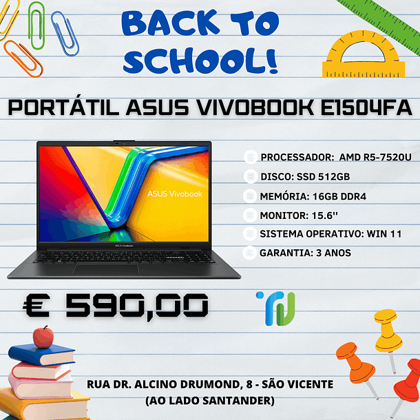 ASUS VIVOBOOK E1504FA 15.6'' R5-7520U 16GB 512GB SSD 1