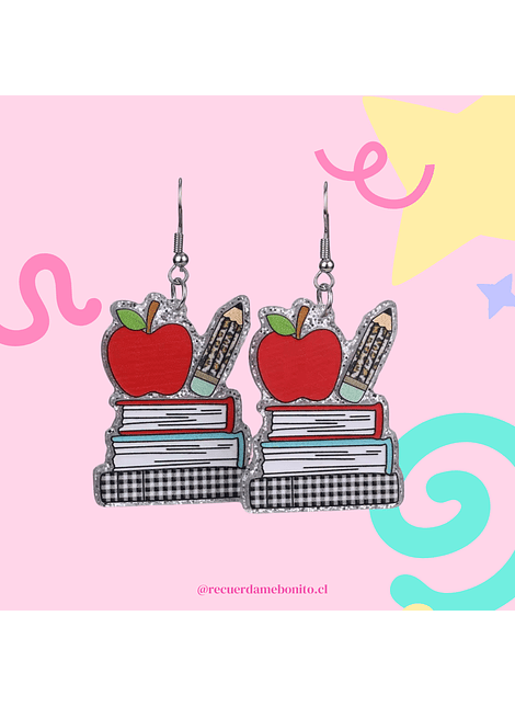 Aros libros y manzana