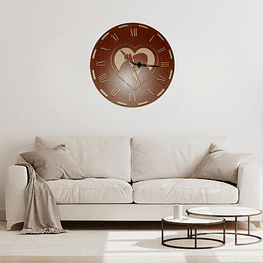 Reloj Artesanal De Pared - Enamorados - Madera