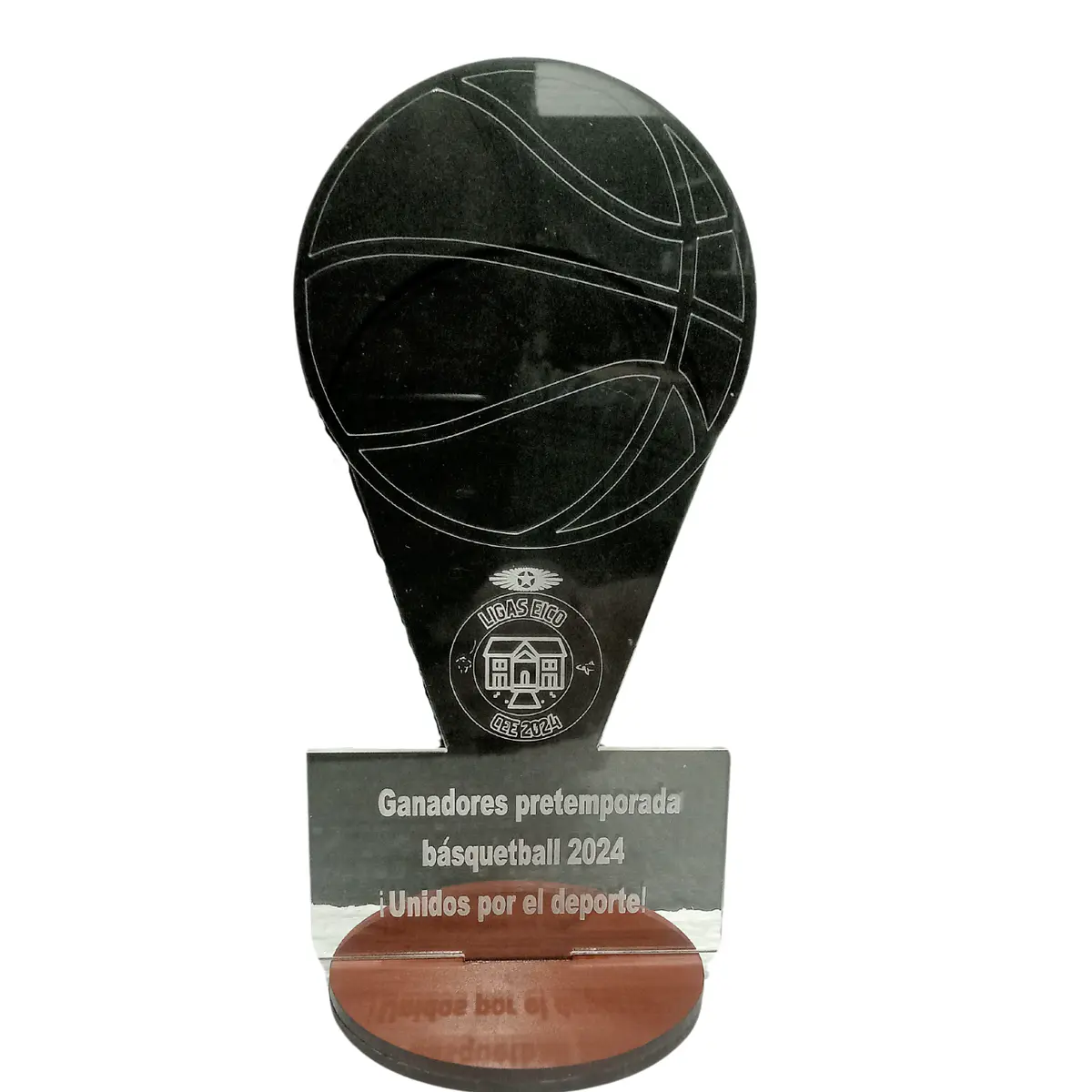 Galardón Grabado de Acrílico con Base Madera - Deportes
