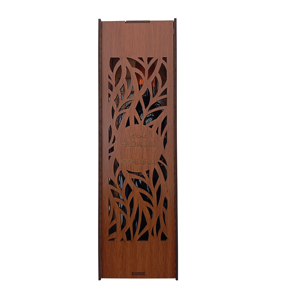Caja De Madera Para Botella De Vino con Mensaje Personalizado