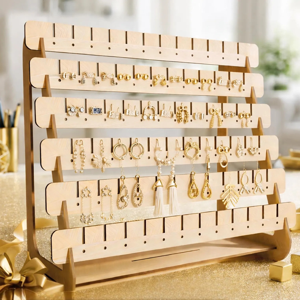 Organizador Exhibidor De Aros Zarcillo De Madera - Joyería