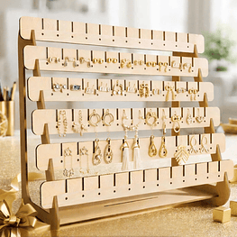 Organizador Exhibidor De Aros Zarcillo De Madera - Joyería