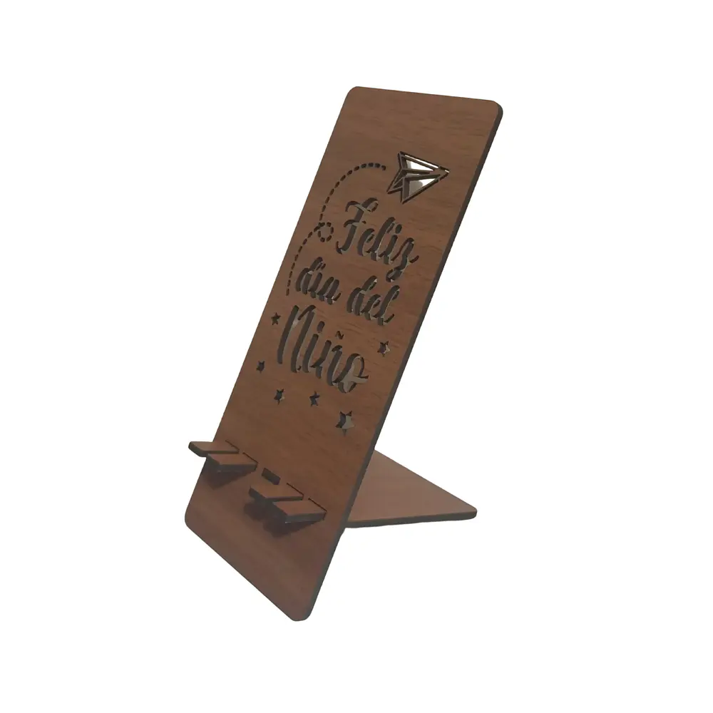 Día de la Niñez - Soporte Porta Celular de Madera - Niño o Niña