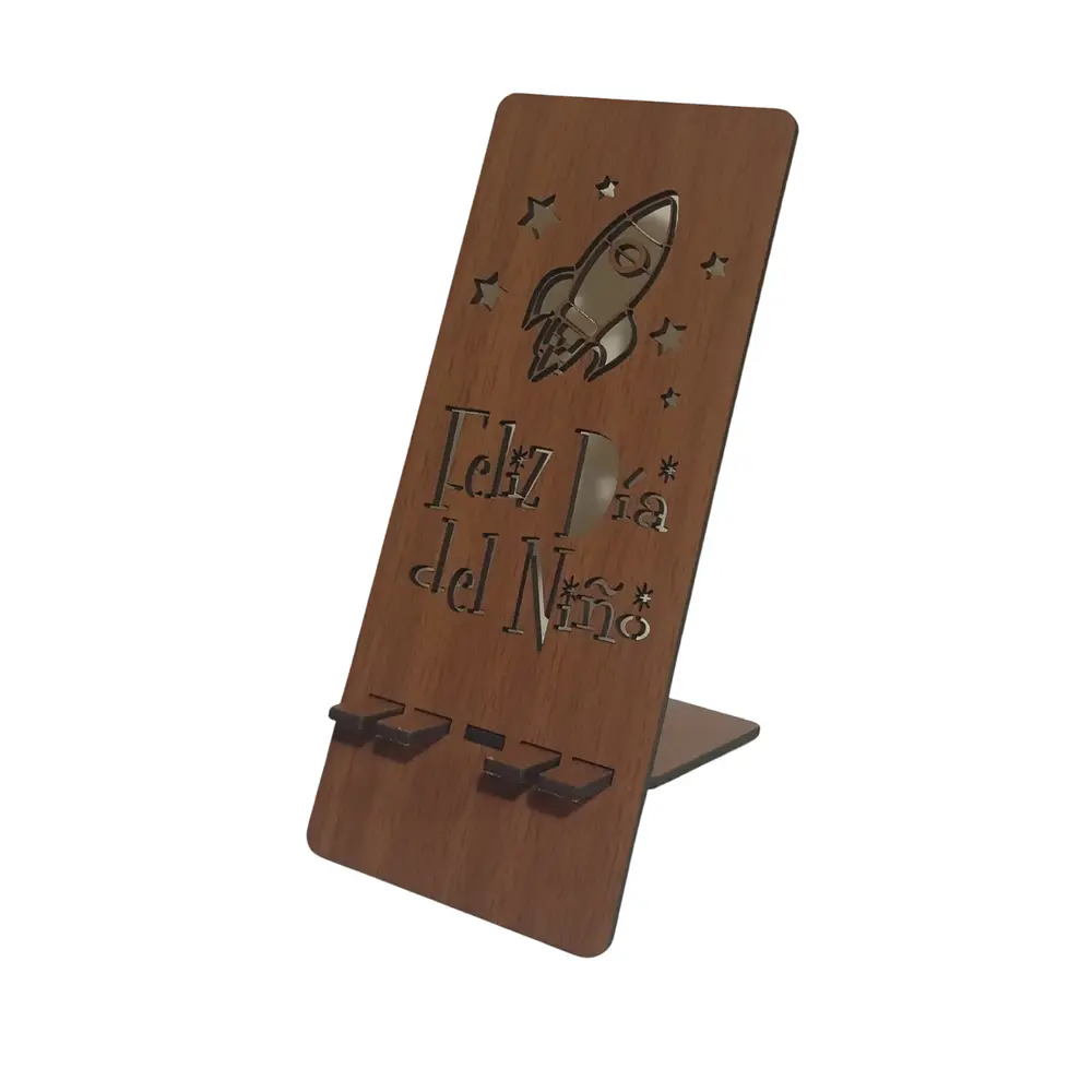 Día de la Niñez - Soporte Porta Celular de Madera - Niño o Niña