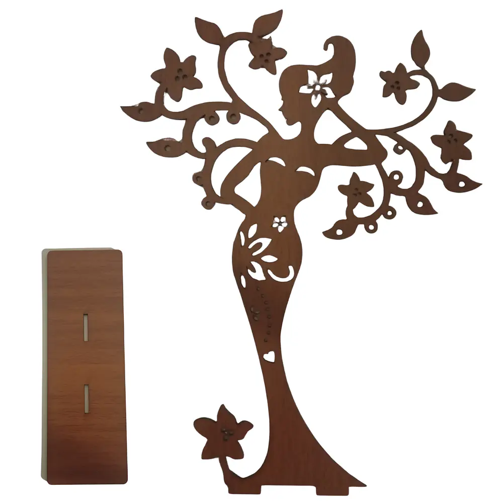 Porta Aros Artesanal de Madera - Mujer Peinada