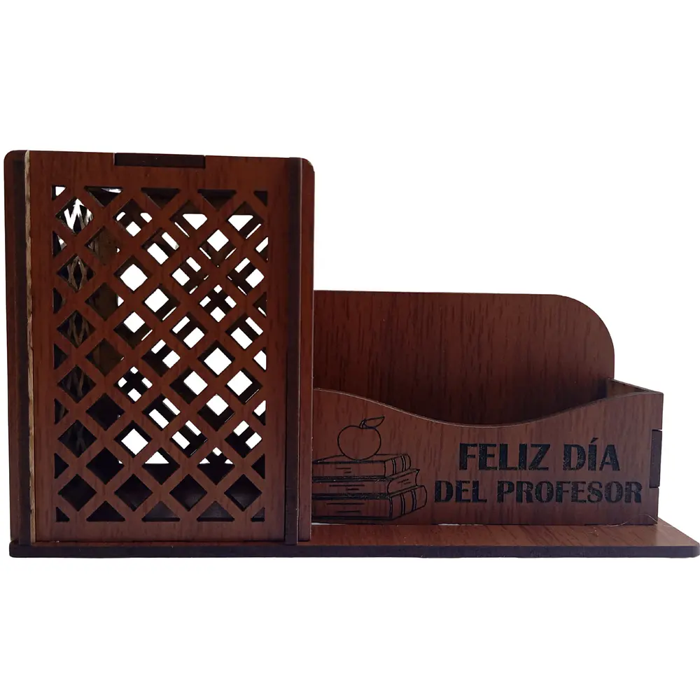 Porta Lapices Canasta Organizador Madera - Día Del Profesor