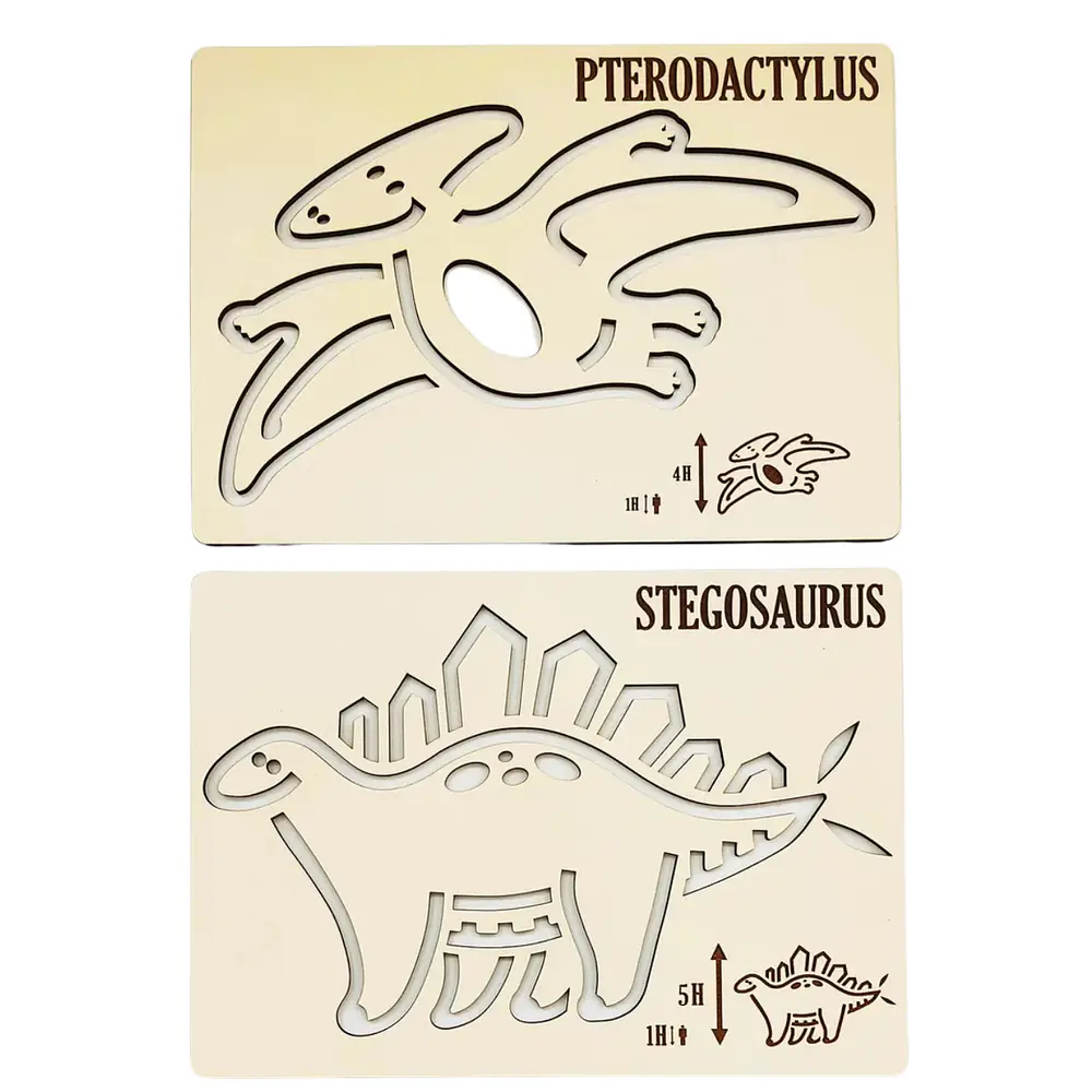 Dinosaurios - Grafo Motricidad Montessori Stencil Madera