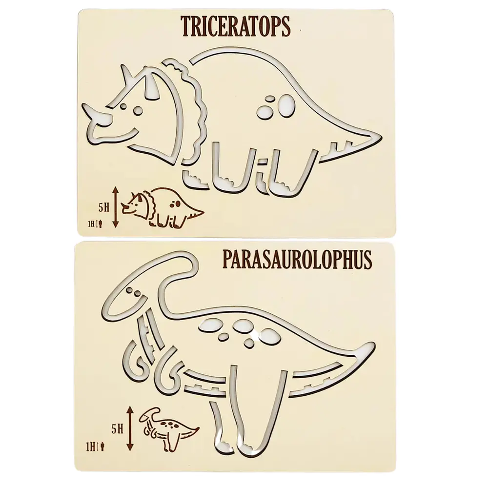 Dinosaurios - Grafo Motricidad Montessori Stencil Madera