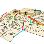 Dinosaurios - Grafo Motricidad Montessori Stencil Madera
