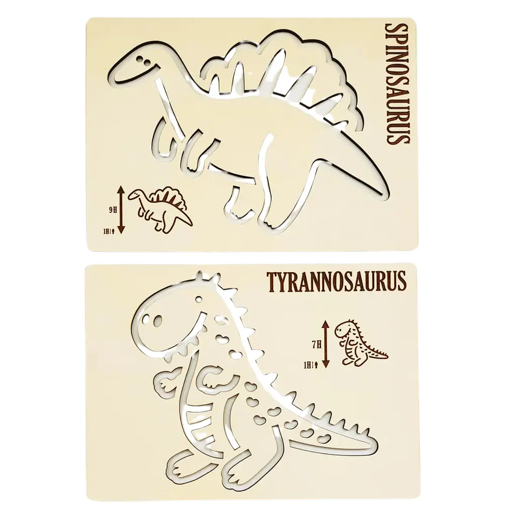 Dinosaurios - Grafo Motricidad Montessori Stencil Madera