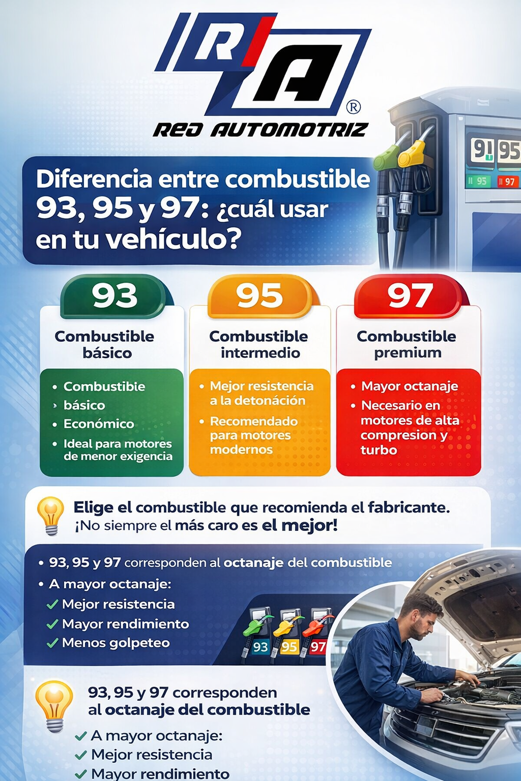 Diferencia entre combustible 93, 95 y 97: ¿cuál usar en tu vehículo?