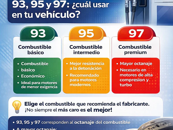 Diferencia entre combustible 93, 95 y 97: ¿cuál usar en tu vehículo?