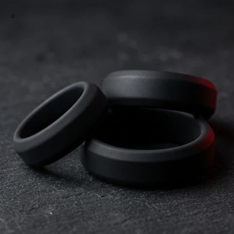 Cockring Silicona Negro- Perfil plano