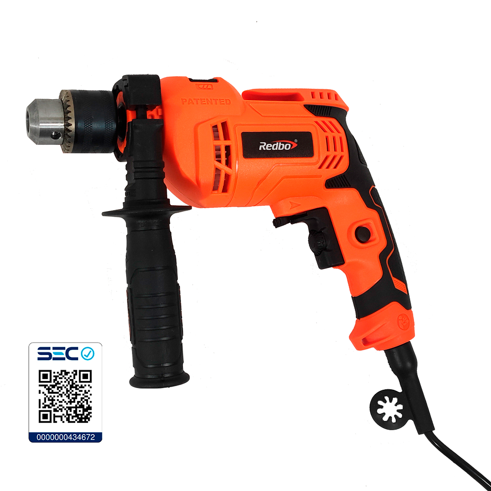 Taladro Eléctrico Redbo ED 550-13I (550W, Mandril 13mm) + Mango Auxiliar 3