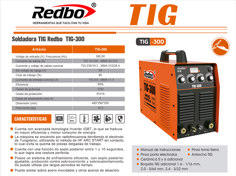 Soldadora REDBO TIG-300 6