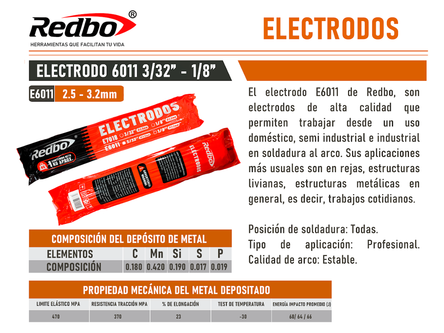 Electrodo 6011 1/8 Redbo 3
