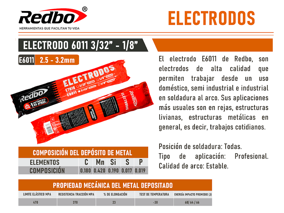 Electrodo 6011 1/8 Redbo 3